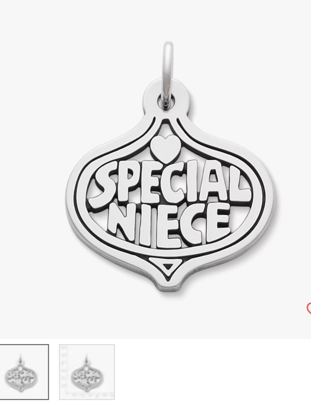 "Special Niece" Silver Charm Pendant James Avery